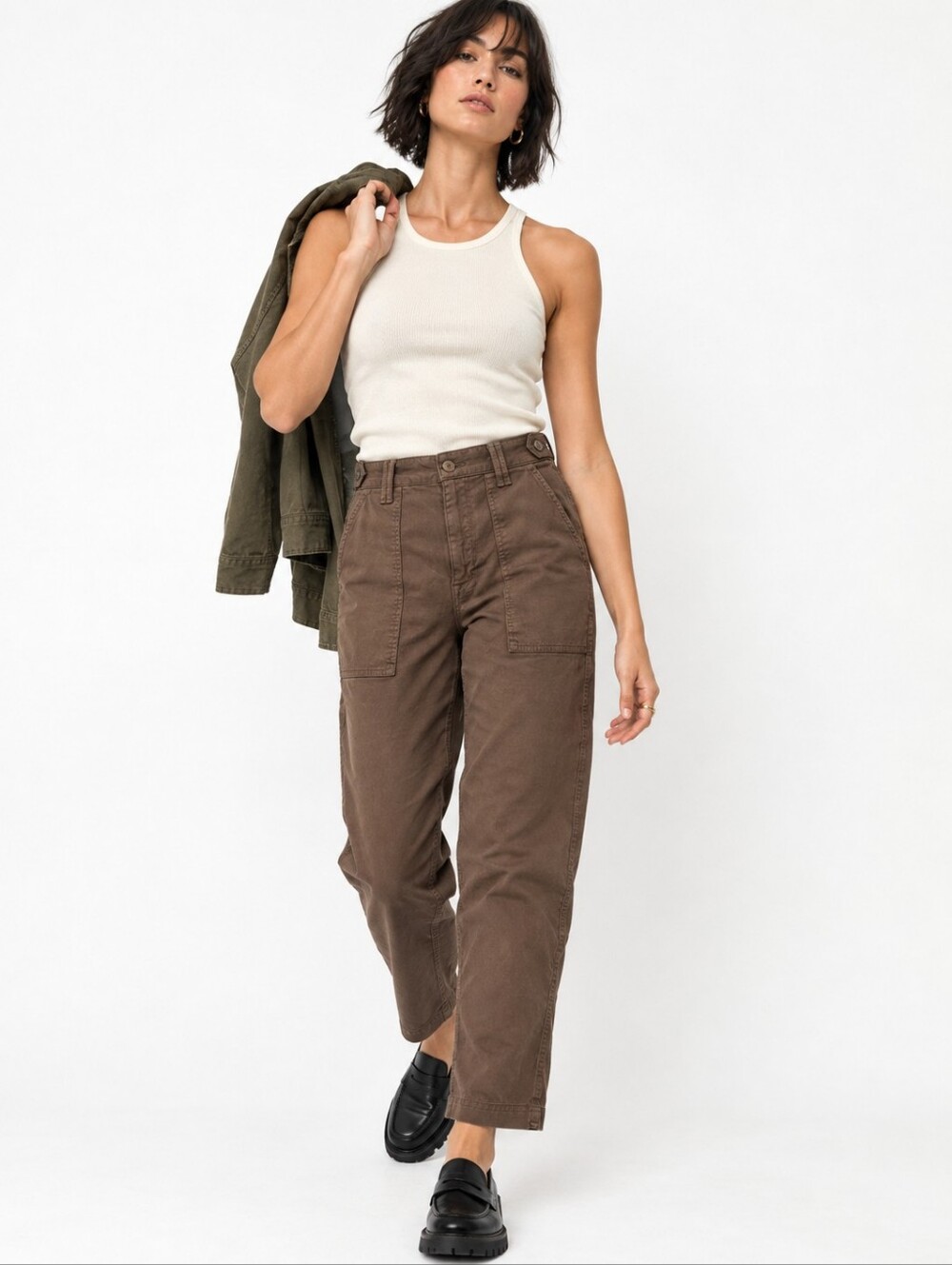 Pistola Brown Utility Straight Leg Pants Size 30